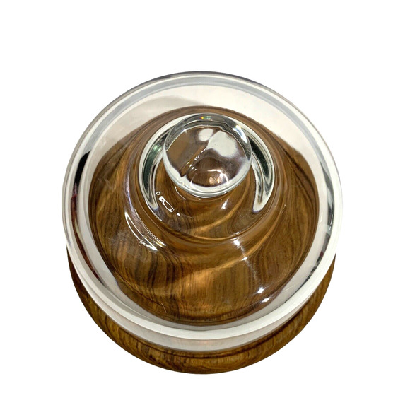 Dolphin Cheese Server with Dome Teakwood Vintage with Box 7.5" Diameter - Picture 4 of 12